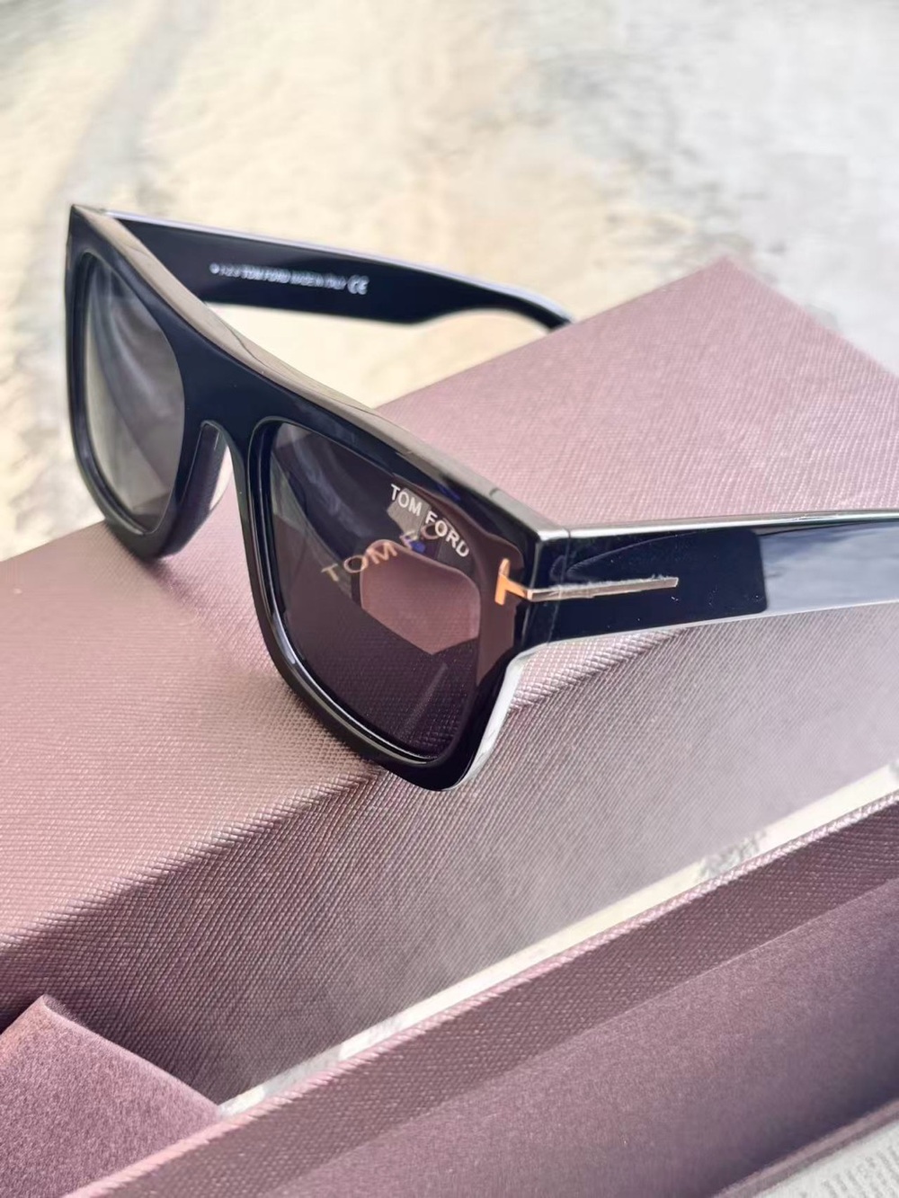 Tom Ford Black Sunglasses with Gold 'T' Temple